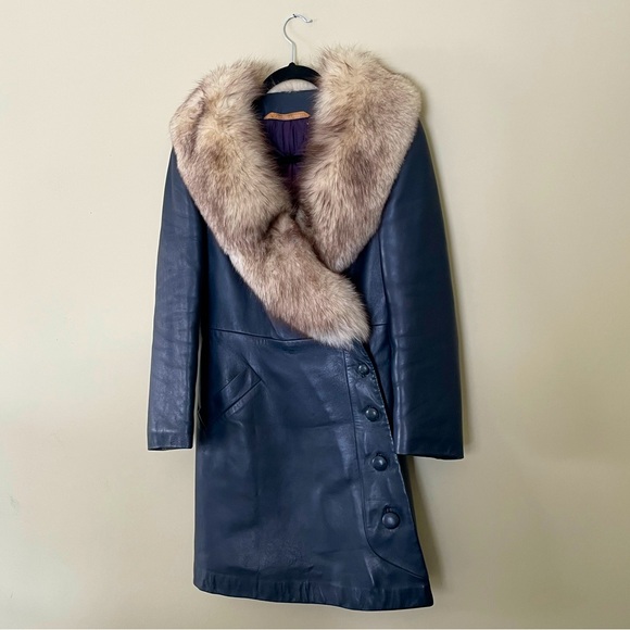 Lindzon Jackets & Blazers - Vintage Victor Lindzon Leather Fur Trim Coat